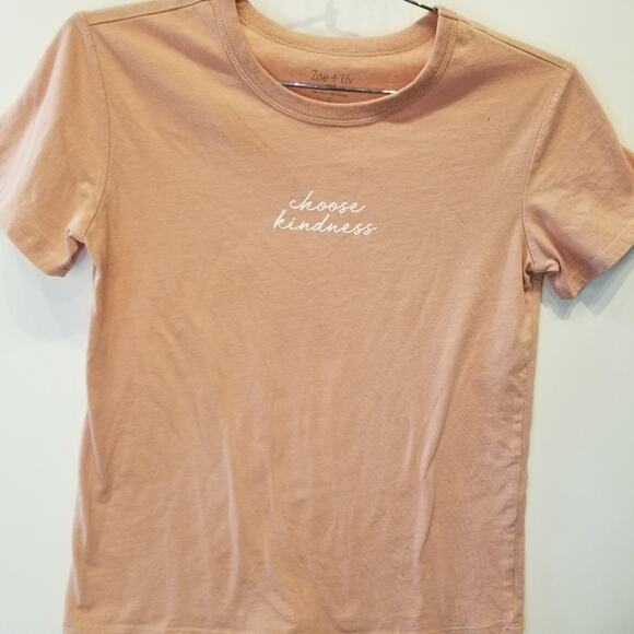 Zoe & Liv Choose Kindness Graphic Tee Short Sleeve Peach Pink T-Shirt Size S - Picture 3 of 10